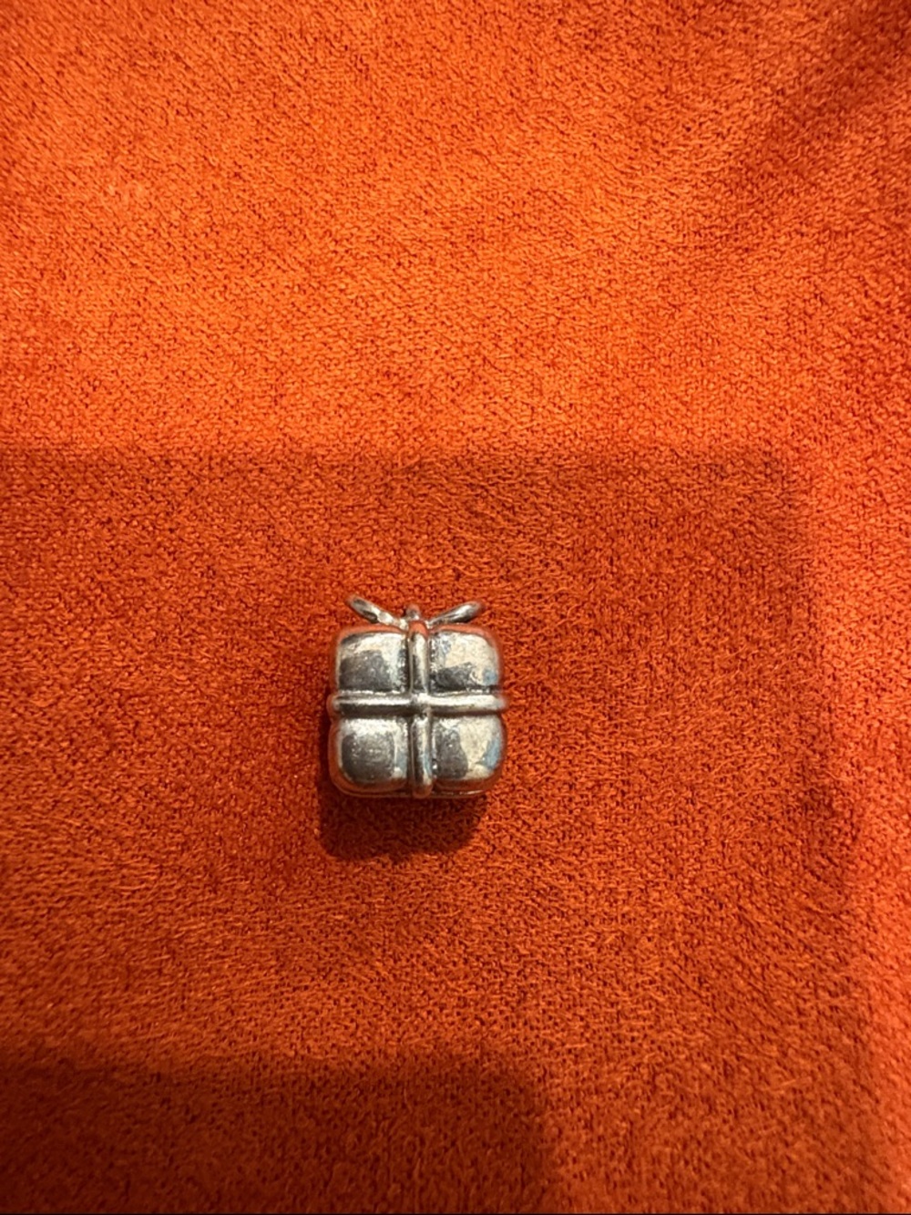 Pandora Silver Gift Box Charm on Orange